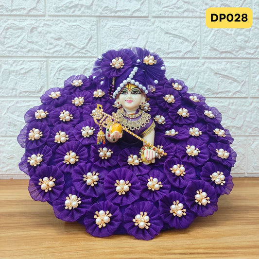 Purple Designer Floral Laddu Gopal Poshak With Matching Pagdi | DP028