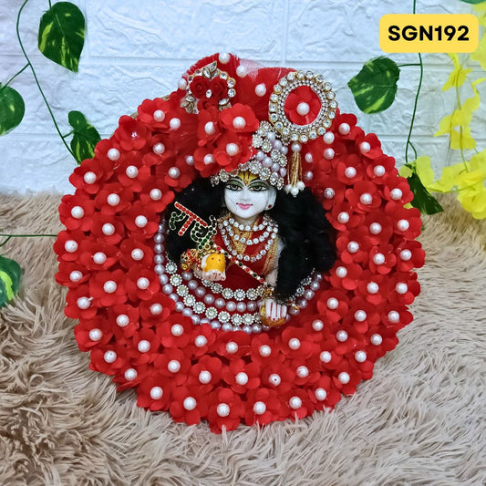 Red Flower Dress For Laddu Gopal Poshak with Matching Pagdi | SGN192