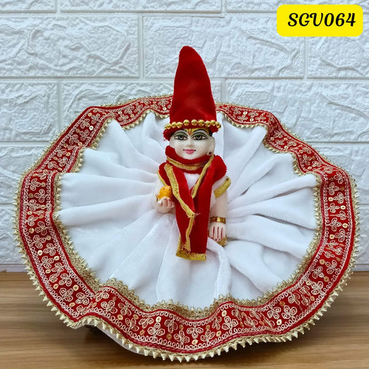 Winter Special White Velvet Laddu Gopal Outfit with Matching Cap and Scarf | SGV064