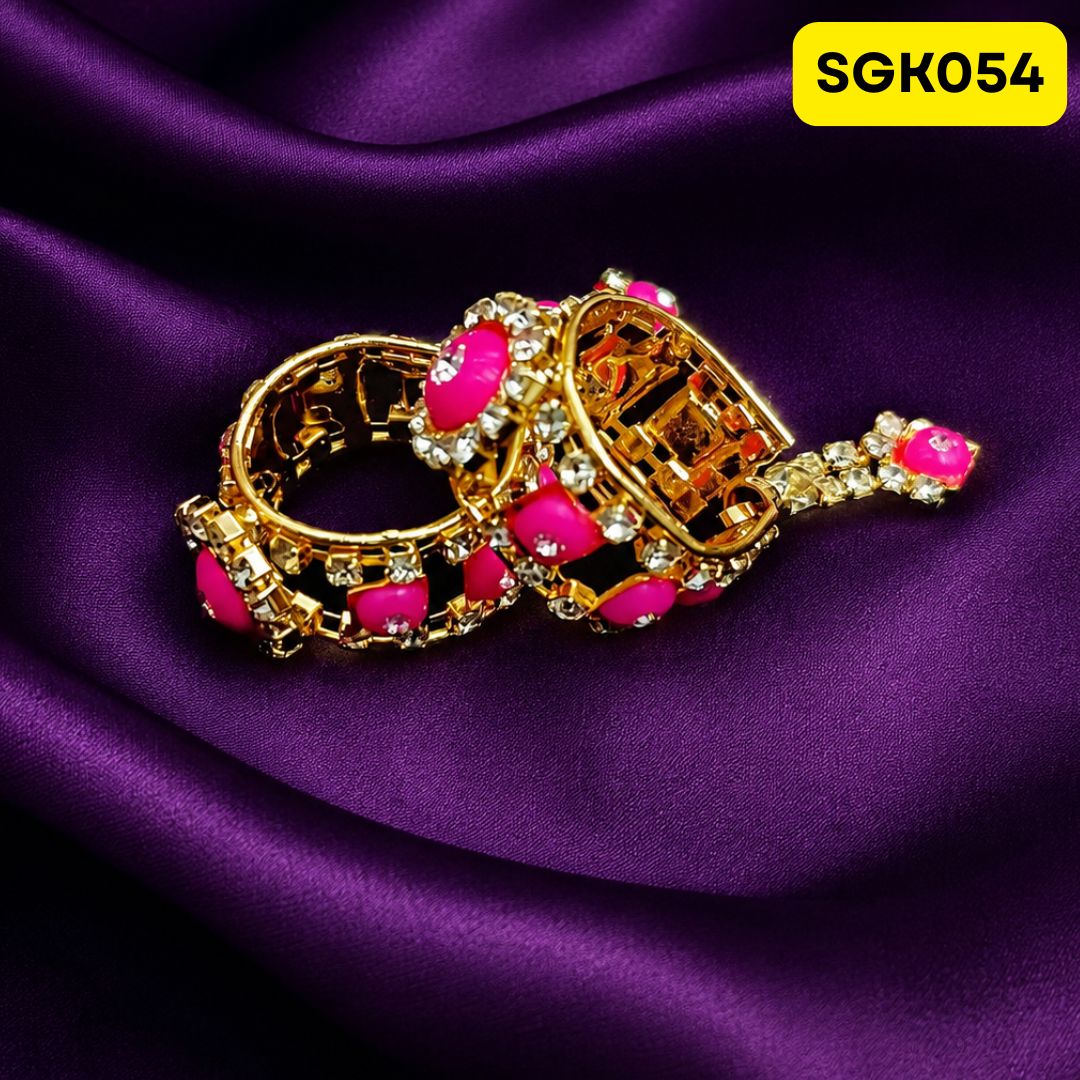 Laddu Gopal Ji Kada with Turquoise Design | SGK054 - pink
