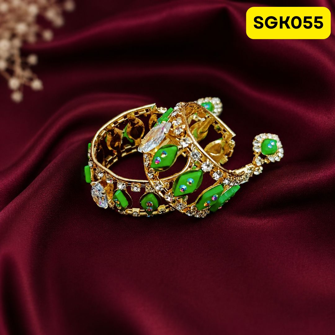 Laddu Gopal Ji Kada with Yellow Stones | SGK055 - green