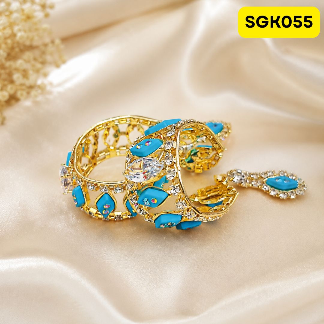 Laddu Gopal Ji Kada with Yellow Stones | SGK055 - turquoise