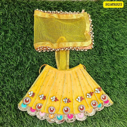 Laddu Yellow Traditional Mata Rani Outfit with Stone & Sequin Embellishments || SGMR025