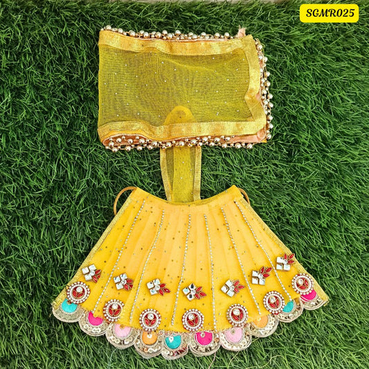 Laddu Yellow Traditional Mata Rani Outfit with Stone & Sequin Embellishments || SGMR025