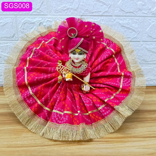 Rani Pink Laddu Gopal Cotton Poshak with Pagdi | SGS008