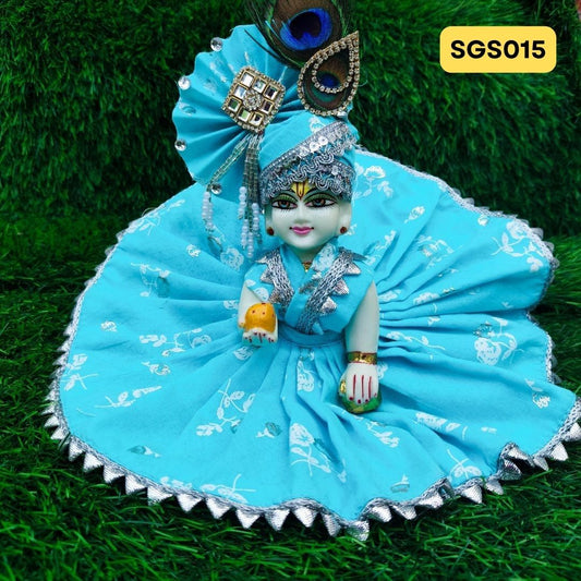 Light Blue Laddu Gopal Cotton Poshak with Pagdi | SGS015