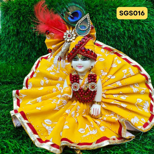 Yellow Laddu Gopal Cotton Poshak with Pagdi | SGS016