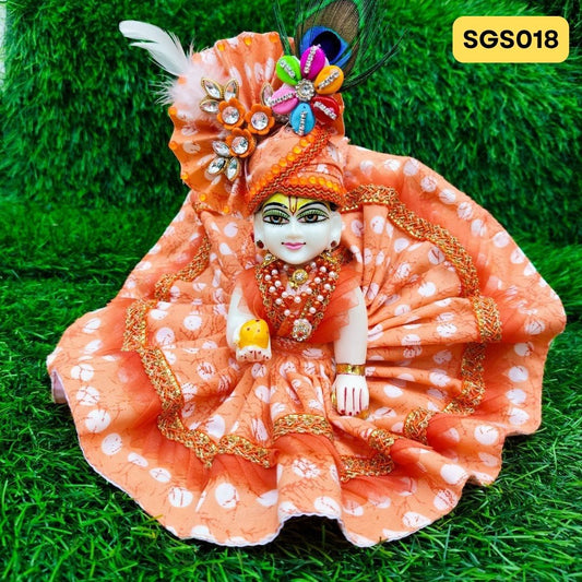 Orange Laddu Gopal Cotton Poshak with Pagdi | SGS018