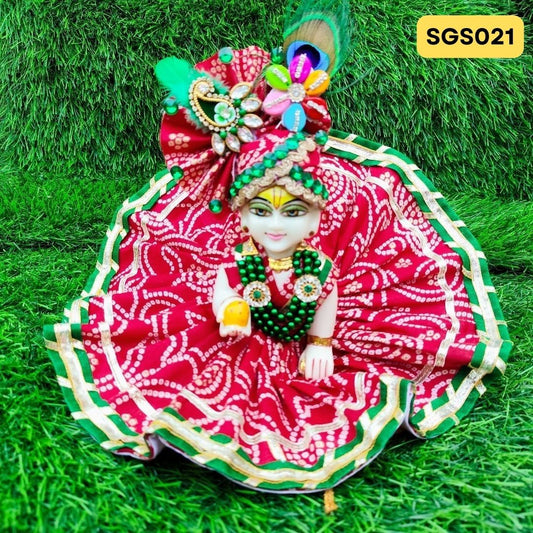 Red Laddu Gopal Cotton Poshak with Pagdi | SGS021