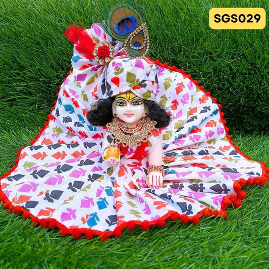 White Laddu Gopal Cotton Poshak with Pagdi | SGS029