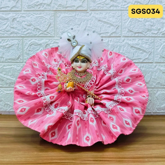 Pink Laddu Gopal Cotton Poshak with Pagdi | SGS034