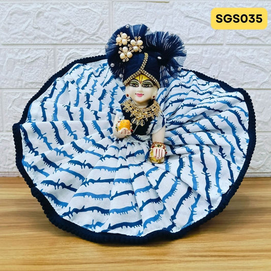Navy Blue Laddu Gopal Cotton Poshak with Pagdi | SGS035