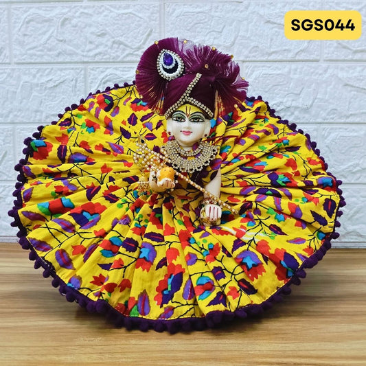 Yellow Laddu Gopal Cotton Poshak with Pagdi | SGS044