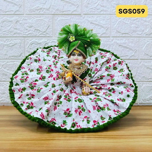 White Laddu Gopal Cotton Poshak with Pagdi | SGS059