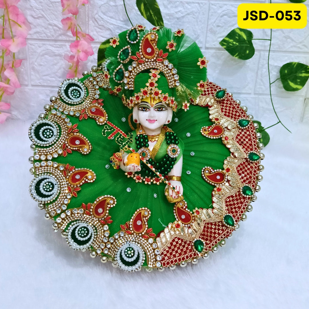 Teej Special Green coloured Laddu Gopal Poshak with Matching Pagdi | JSD053