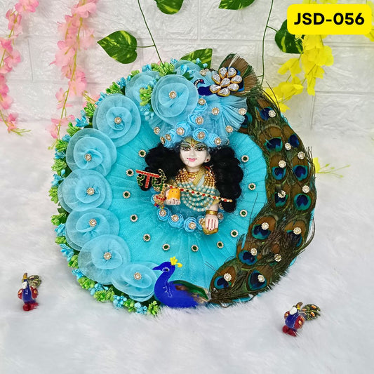 Janmashtami special Sky Blue Floral heavy poshak with 3D peacock design and heavy Matching Pagdi | JSD056