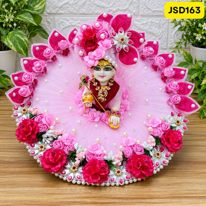 Diwali Special Pink Laddu Gopal Designer Poshak with Floral Work | JSD163